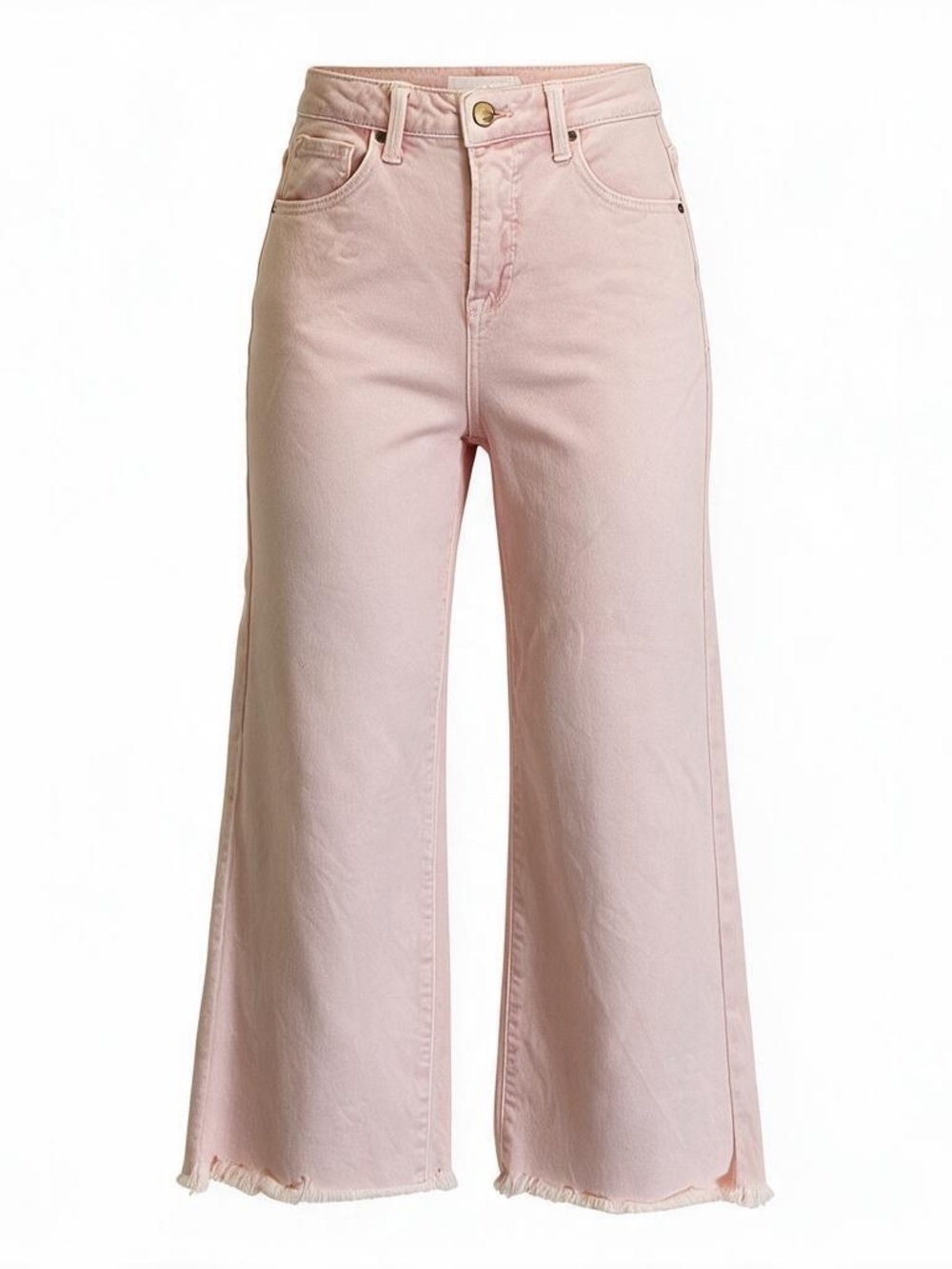 Risen High-Rise Crop Wide Leg Jeans in Pale Pink Soft Pastel Size 1/25